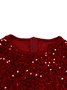 Damen Geometrisch Frühling/Herbst Kleid Rundhals Langarm A-Linien-Kleid