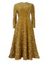 Damen Geometrisch Frühling/Herbst Kleid Rundhals Langarm A-Linien-Kleid