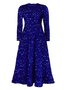 Damen Geometrisch Frühling/Herbst Kleid Rundhals Langarm A-Linien-Kleid