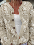 Damen Gestrickt 3d Drucken Langarm Bequem Retro Strickjacke