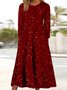 Damen Geometrisch Frühling/Herbst Kleid Rundhals Langarm A-Linien-Kleid