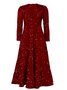 Damen Geometrisch Frühling/Herbst Kleid Rundhals Langarm A-Linien-Kleid