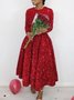 Damen Geometrisch Frühling/Herbst Kleid Rundhals Langarm A-Linien-Kleid