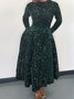 Damen Geometrisch Frühling/Herbst Kleid Rundhals Langarm A-Linien-Kleid