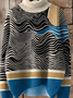 Lässig Rollkragen Geometrisch Sweatshirt