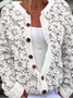 Damen Gestrickt 3d Drucken Langarm Bequem Retro Strickjacke