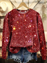 Retro Rundhals Unifarben Sweatshirt
