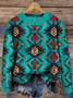 Lässig Rundhals Ethnisch Sweatshirt