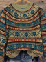 Lässig Rundhals Ethnisch Sweatshirt