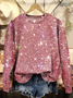 Retro Rundhals Unifarben Sweatshirt