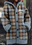 Damen Wolle/Stricken Kariert Langarm Bequem Lässig Strickjacke