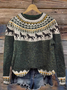 Lässig Rundhals Ethnisch Sweatshirt
