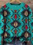 Lässig Rundhals Ethnisch Sweatshirt