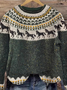Lässig Rundhals Ethnisch Sweatshirt