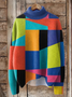 Lässig Rollkragen Geometrisch Sweatshirt