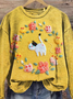 Lässig Rundhals Tier Sweatshirt