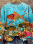Lässig Rundhals Tier Sweatshirt