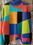 Lässig Rollkragen Geometrisch Sweatshirt