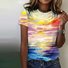 Lässig Farbblock Rundhals Kurzarm T-Shirt