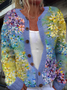 Damen Gestrickt 3d Drucken Langarm Bequem Lässig Strickjacke