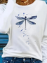 Lässig Libelle Rundhals Langarm T-Shirt