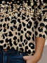 Lässig Leopard Rundhals Langarm T-Shirt