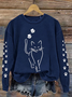 Lässig Rundhals Gestreift Sweatshirt