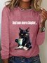 Lässig Katze Rundhals Langarm T-Shirt