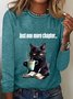 Lässig Katze Rundhals Langarm T-Shirt