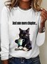 Lässig Katze Rundhals Langarm T-Shirt