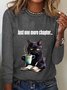 Lässig Katze Rundhals Langarm T-Shirt