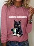 Lässig Katze Rundhals Langarm T-Shirt