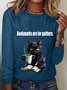 Lässig Katze Rundhals Langarm T-Shirt