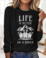 Retro Kariert Rundhals Langarm T-Shirt
