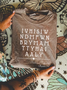 Lässig Buchstabenmuster Rundhals Kurzarm T-Shirt