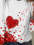 Lässig Geblümt Rundhals Langarm T-Shirt