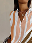 Hemdkragen Langarm Geometrisch Regelmäßig Weit Bluse für Damen