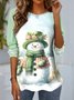 Lässig Weihnachtsschneemann Rundhals Langarm T-Shirt