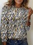Lässig Zebra Rundhals Langarm T-Shirt