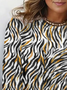 Lässig Zebra Rundhals Langarm T-Shirt