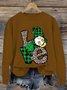 Lässig Rundhals vierblättriges Kleeblatt Sweatshirt