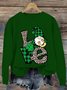 Lässig Rundhals vierblättriges Kleeblatt Sweatshirt