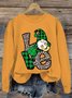 Lässig Rundhals vierblättriges Kleeblatt Sweatshirt
