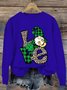Lässig Rundhals vierblättriges Kleeblatt Sweatshirt