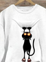 Lässig Rundhals Katze Sweatshirt
