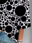 V-Ausschnitt Dreiviertelärmel Polka Dots Regelmäßig Weit Bluse für Damen