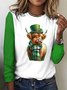 Retro Kariert Rundhals Langarm T-Shirt