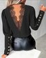 Mock Neck Langarm Unifarben Schnalle Regelmäßig Weit Bluse für Damen