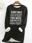 Lässig Rundhals Textbriefe Sweatshirt
