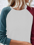 Lässig Rundhals Farbblock Sweatshirt